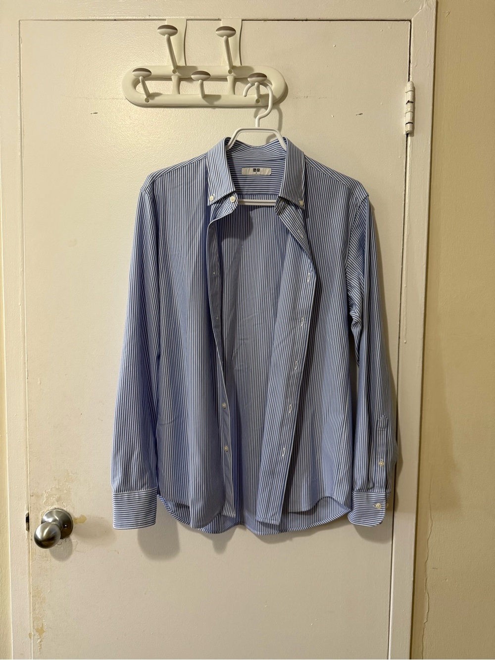 Uniqlo Blue and White Striped Dress Shirt